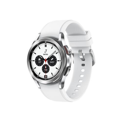 Samsung Galaxy Watch4 Classic - 42 Mm - Argent - Montre Intelligente Avec Bracelet De Sport Ridge - Fluoroélastomère - Blanc - Affichage 1.2" - 16 Go - Nfc, Wi-Fi, Bluetooth - 46.5 G