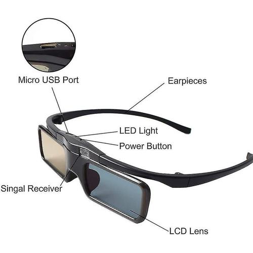 Lunettes actives rechargeables Bluetooth Rf 3d pour projecteurs de télévision 3d Sony Tdg-bt500a