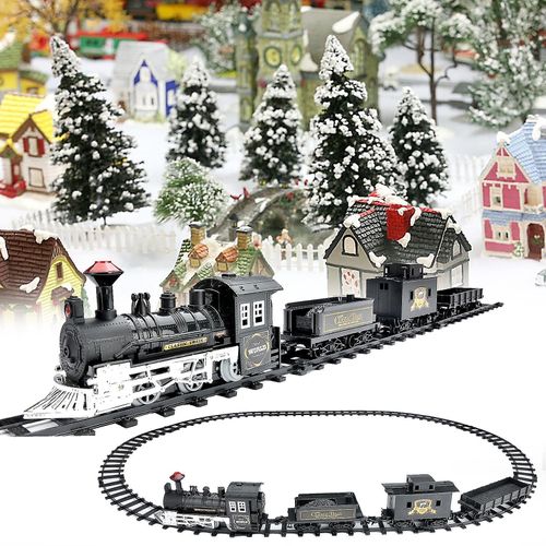 Ensemble De Trains Jouets Avec Lumières Et Sons Train De Noël Rails Ferroviaires Train