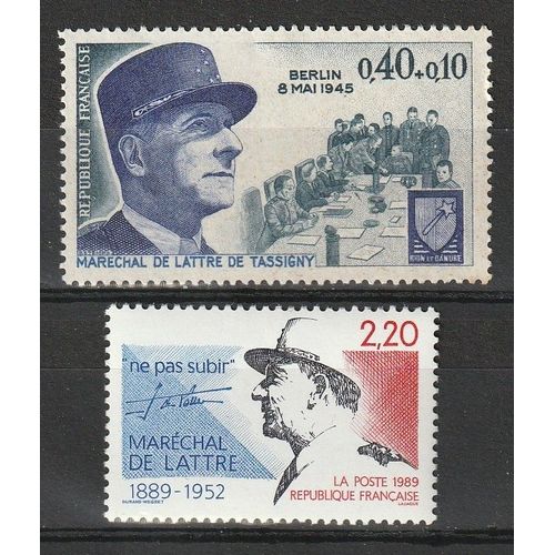 Maréchal De Lattre De Tassigny, 25ème Anniversaire De L'armistice 8 Mai 1945. 1970 N° 1639 + "Ne Pas Subir" 1989 N° 2611. Timbres Neufs**