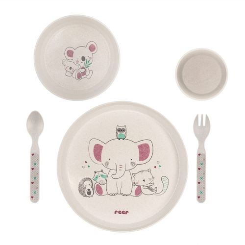 Ensemble De 5 Vaisselle Pour Enfants, En Matériaux Naturels, Sans Bpa, Sans Mélamine, Lavable Au Lave-Vaisselle, Reer Growing 22020