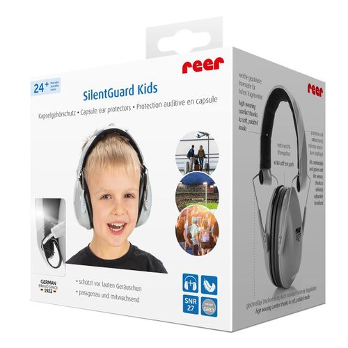 Écouteurs Anti-Bruit Pour Enfants, Offre Une Protection Auditive, Snr 27, 5 Ans Et Plus, Gris, Reer Silentguard Kids 53271