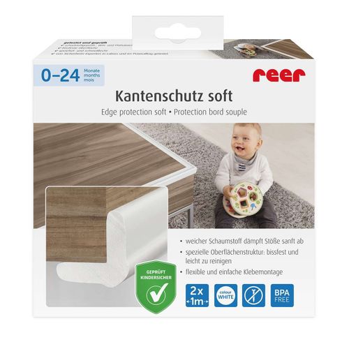 Lot De 2 Bandes De Protection Universelles En Mousse Polyuréthane Pour Bords Et Coins, Résistantes Aux Morsures, Blanches, 2 X 1 M, Reer 82040