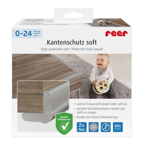 Lot De 2 Bandes De Protection Universelles En Mousse Polyuréthane Pour Bords Et Coins, Résistantes Aux Morsures, Grises, 2 X 1 M, Reer 82041