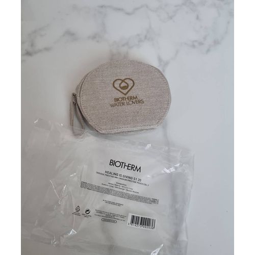 pochette trousse à maquillage biotherm en lin beige 