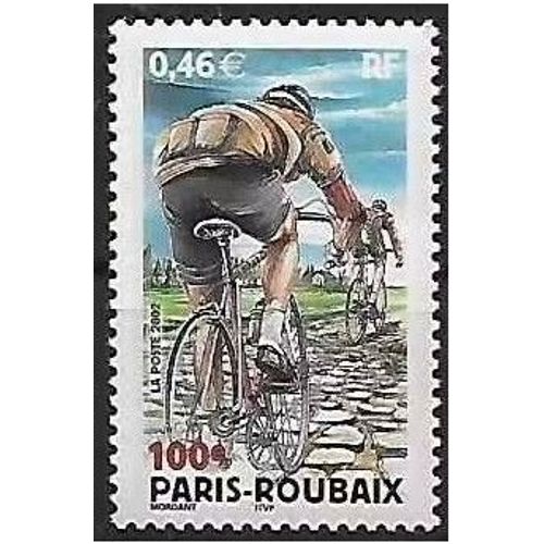 France 2002, Très Beau Timbre Neuf** Luxe Yvert 3481, 100ème Course Cycliste Paris Roubaix, Coureur Sur Les Pavés Du Nord.