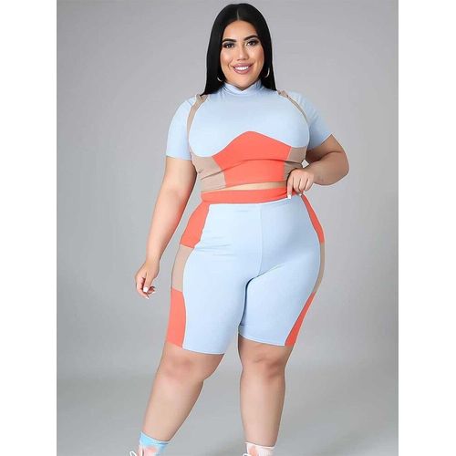 Survêtement D'été Grande Taille Pour Femme",Tenue De Sport,Ensemble Deux Pièces,Top Et Short,Grande Taille,,"2023