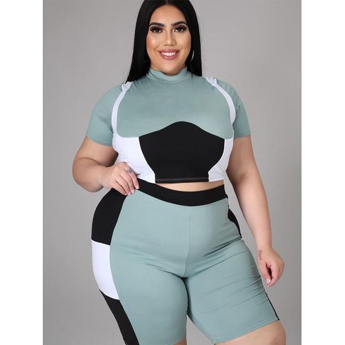 Survêtement D'été Grande Taille Pour Femme",Tenue De Sport,Ensemble Deux Pièces,Top Et Short,Grande Taille,,"2023