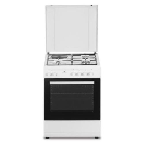 Cuisiniere mixte CONTINENTAL EDISON CECM60FCW - 3 feux gaz + 1 électrique - L59,8 x P61 xH83 cm - Blanc