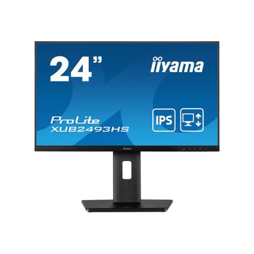 iiyama ProLite XUB2493HS-B5 - Écran LED - 24" (23.8" visualisable) - 1920 x 1080 Full HD (1080p) @ 75 Hz - IPS - 250 cd/m² - 1000:1 - 4 ms - HDMI, DisplayPort - haut-parleurs - noir mat