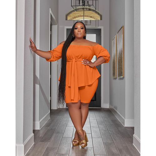 Wmstar-Ensemble Deux Pièces Pour Femme",Grande Taille,Short Assressenti,Haut Avec Bandage,Été,,"2023