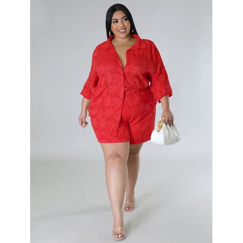 Wmstar-Ensemble Deux Pièces Pour Femmes",Chemises Assorties,Shorts,Survêtement Décontracté,Grande Taille,Été,