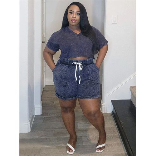 Wmstar-Ensemble Deux Pièces Décontracté Pour Femme",Short Et Pantalon Assortis,"Grande Taille