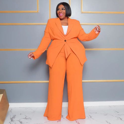 Cm.Yaya-Blazer À Manches Sulfet Pantalon À Jambes Larges Pour Femme",Ensemble De 2 Pièces,Survêtement À La Mode,Grande Taille,"Été 2023