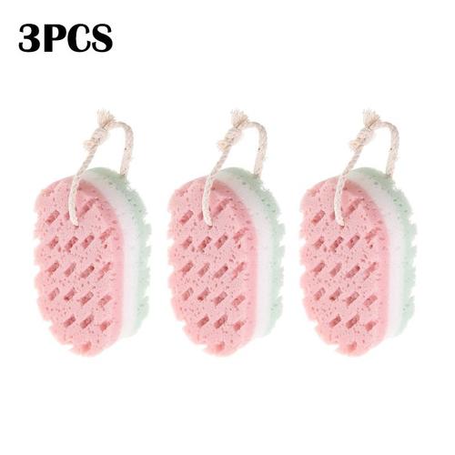 Couleur 3pcs Rose Trois-Couche Bain Moussant Éponge Adulte Enfants Doux Durable Massage Exfoliant Corps Nettoyage Salle De Bain Accessoires 