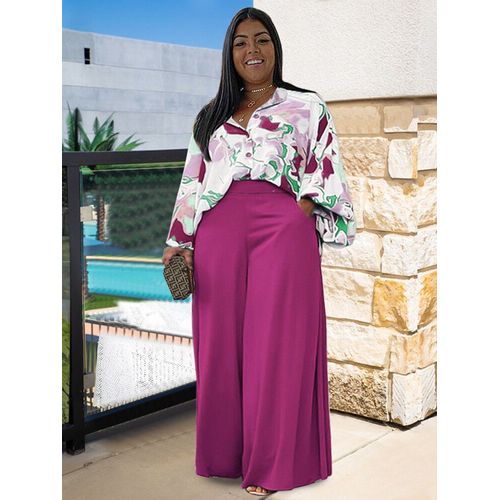 Ensemble Deux Pièces Pour Femme",Chemisier Et Pantalon,Élégant,Décontracté,"Grande Taille