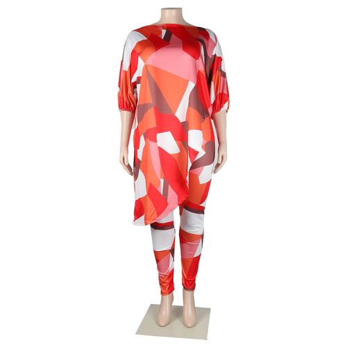 Wsfec-Ensemble Deux Pièces Imprimé Irreglar Pour Femme",Vêtements Assortis,Costumes Viser Sexy,Grande Taille,Automne,"2xl-5xl