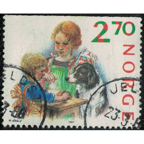Norvège 1987 Oblitéré Used Préparation De Noël Enfants Et Leur Chien Y&t No 941 Su