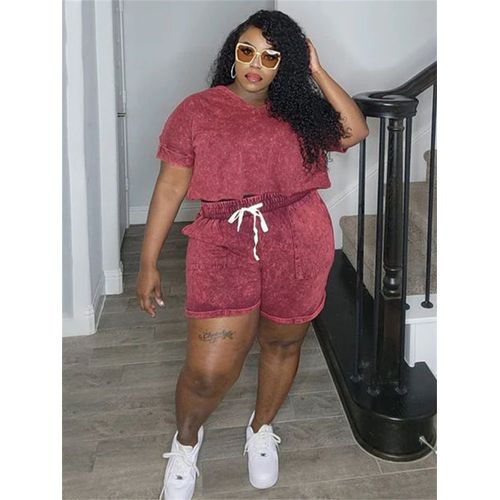 Wmstar-Ensemble Deux Pièces Décontracté Pour Femme",Short Et Pantalon Assortis,"Grande Taille