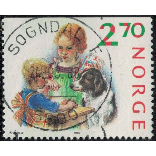 Norvège 1987 Oblitéré Used Préparation De Noël Enfants Et Leur Chien Y&t No 941 Su