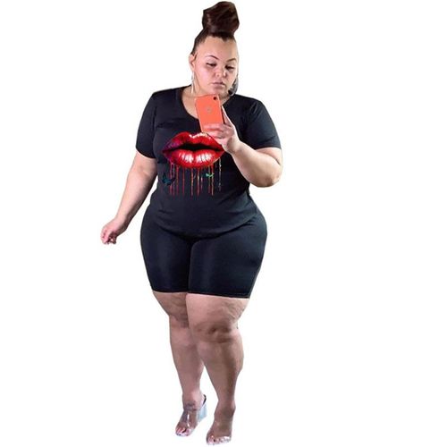 Wmstar-Ensemble Deux Pièces Pour Femme",Haut Et Short Assortis,Imprimé Jules,Survêtement Décontracté,Grande Taille,,"Été