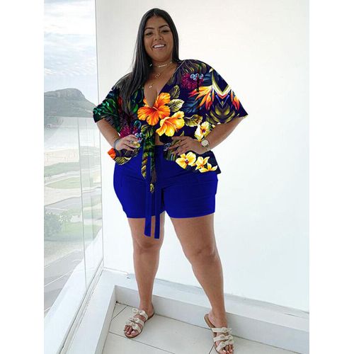 Ensemble Deux Pièces Pour Femmes",Tenue De Vacances,Chemisier,Short Et Chemise,Élégant,Sexy,"Grande Taille