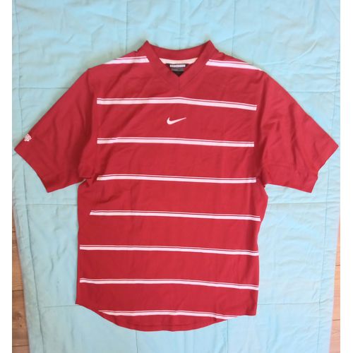 T-Shirt Nike Maillot De Sport Stade Toulousain Rugby Rayé Rouge Et Blanc M Homme Infroissable Manches Courtes