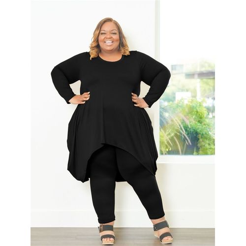 Wmstar-Ensemble Deux Pièces Décontracté Pour Femme",Grande Taille,Poches,Top,Leggings,Couleur Unie,Sur Commande,"Survêtement