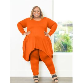 Wmstar-Ensemble Deux Pièces Décontracté Pour Femme",Grande Taille,Poches,Top,Leggings,Couleur Unie,Sur Commande,"Survêtement