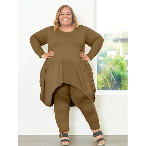 Ensemble Deux Pièces Haut Et Pantalon À Manches Sulfpour Femme",Vêtements Courbés,"Grande Taille