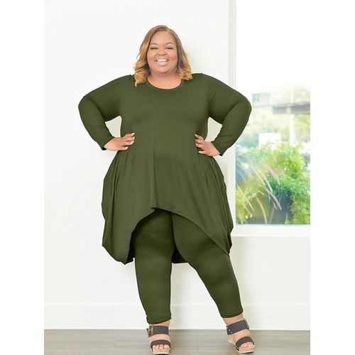 Ensemble Deux Pièces Haut Et Pantalon À Manches Sulfpour Femme",Vêtements Courbés,"Grande Taille