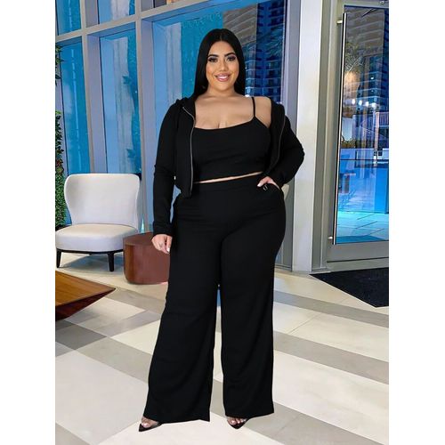 Ensemble De Survêtement Trois Pièces Pour Femme",Manches Longues,Stretch De Lit,Tenues D'hiver Grande Taille,"En Vrac