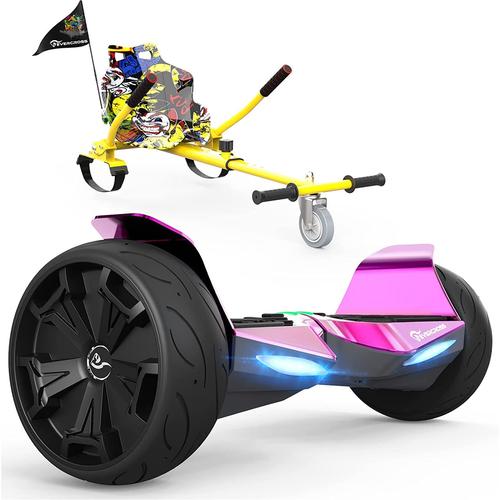 Evercross Pack Hoverboard 8,5 Pouces Avec Bluetooth, Controle App, Scooter Auto-Equilibrant Tout Terrain Rose + Karting Ajustable Pour Enfants, Adolescents Adultes Hip