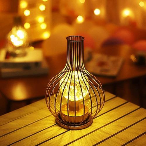 Lampe de table en cage en métal Veilleuse à piles avec guirlande lumineuse  étoilée LED pour chambre à coucher, maison, mariages, fêtes, patio,  intérieur, extérieur (forme de bouteille de vin)