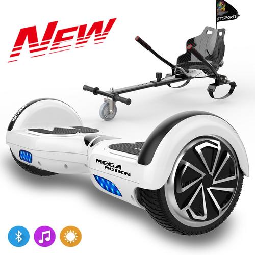 Mega Motion Hoverboard, Overboard 6,5" Et Hoverboard Pour Enfant Auto-Équilibré Avec Led Blanc + Kart Citysports Noir