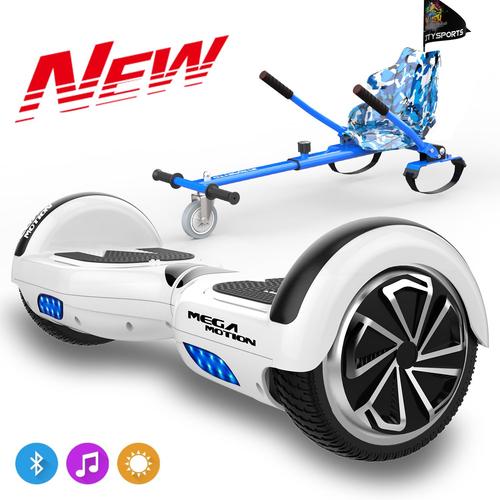 Mega Motion Hoverboard, Overboard 6,5" Et Hoverboard Pour Enfant Auto-Équilibré Avec Led Blanc + Kart Citysports Bleu