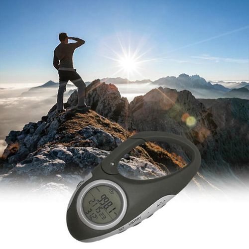 Altimètre Numérique, 8 En 1 Jauge D¿Altitude Électronique Portable Thermomètre Baromètre Carabiner Altimètre Pour Randonnée En Plein Air Camping Pêche 
