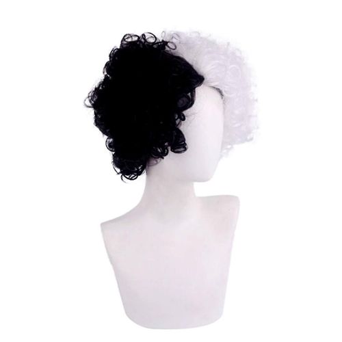 Short Half White And Half Black Cosplay Wig Halloween Costume Wigs For Women