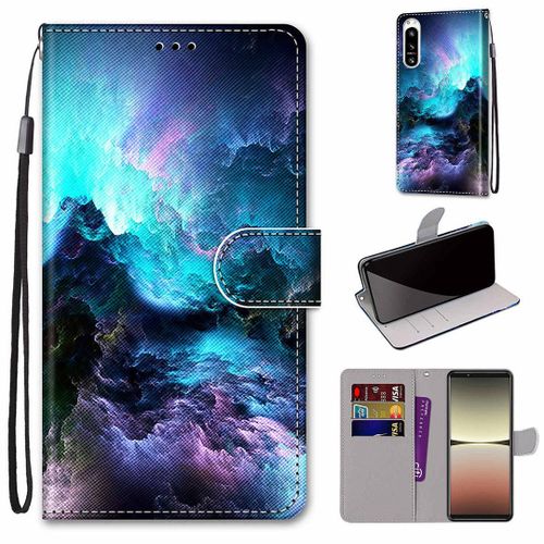 Saturcase Coque Pour Sony Xperia 5 Iv 2022, Beau Pu Cuir Magnétique Flip Portefeuille Support Porte-Carte Dragonne Protecteur Housse Étui Pour Sony Xperia 5 Iv 2022 (Dk-7)