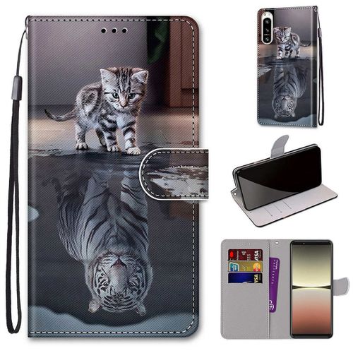 Saturcase Coque Pour Sony Xperia 5 Iv 2022, Beau Pu Cuir Magnétique Flip Portefeuille Support Porte-Carte Dragonne Protecteur Housse Étui Pour Sony Xperia 5 Iv 2022 (Dk-4)