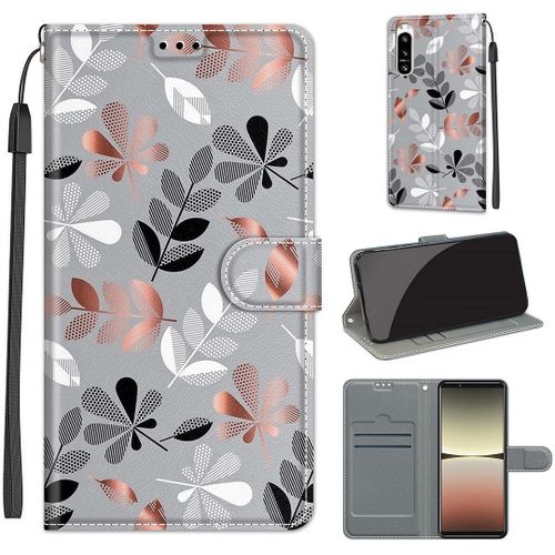 Saturcase Coque Pour Sony Xperia 5 Iv 2022, Beau Pu Cuir Magnétique Flip Portefeuille Support Porte-Carte Dragonne Protecteur Housse Étui Pour Sony Xperia 5 Iv 2022 (Dy-17)