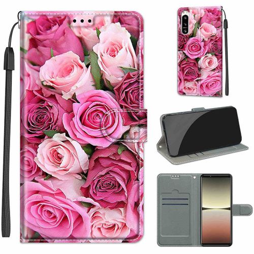 Saturcase Coque Pour Sony Xperia 5 Iv 2022, Beau Pu Cuir Magnétique Flip Portefeuille Support Porte-Carte Dragonne Protecteur Housse Étui Pour Sony Xperia 5 Iv 2022 (Dy-15)