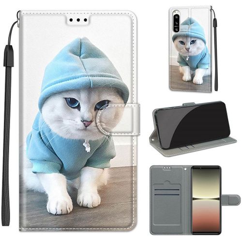 Saturcase Coque Pour Sony Xperia 5 Iv 2022, Beau Pu Cuir Magnétique Flip Portefeuille Support Porte-Carte Dragonne Protecteur Housse Étui Pour Sony Xperia 5 Iv 2022 (Dy-13)