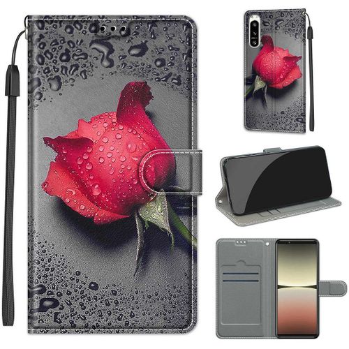 Saturcase Coque Pour Sony Xperia 5 Iv 2022, Beau Pu Cuir Magnétique Flip Portefeuille Support Porte-Carte Dragonne Protecteur Housse Étui Pour Sony Xperia 5 Iv 2022 (Dy-12)