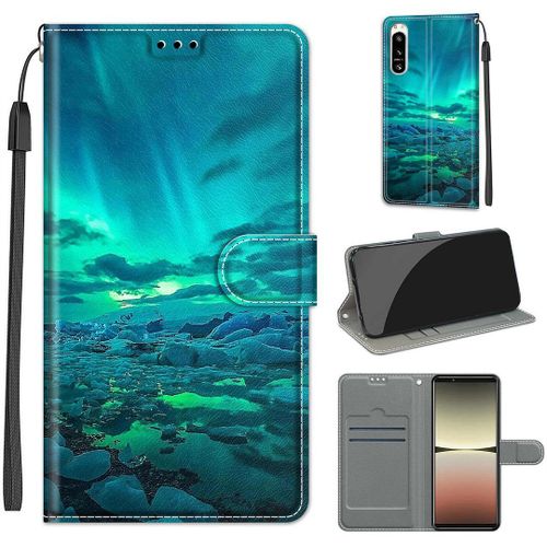 Saturcase Coque Pour Sony Xperia 5 Iv 2022, Beau Pu Cuir Magnétique Flip Portefeuille Support Porte-Carte Dragonne Protecteur Housse Étui Pour Sony Xperia 5 Iv 2022 (Dy-7)