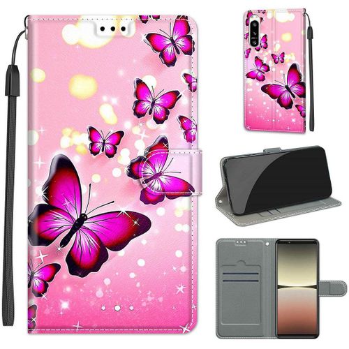 Saturcase Coque Pour Sony Xperia 5 Iv 2022, Beau Pu Cuir Magnétique Flip Portefeuille Support Porte-Carte Dragonne Protecteur Housse Étui Pour Sony Xperia 5 Iv 2022 (Dy-6)