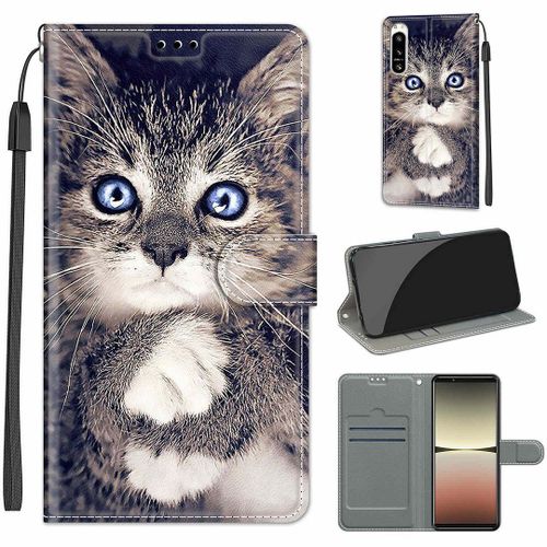 Saturcase Coque Pour Sony Xperia 5 Iv 2022, Beau Pu Cuir Magnétique Flip Portefeuille Support Porte-Carte Dragonne Protecteur Housse Étui Pour Sony Xperia 5 Iv 2022 (Dy-5)