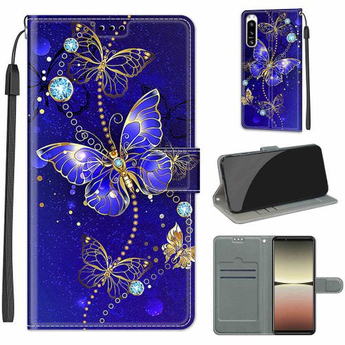 Saturcase Coque Pour Sony Xperia 5 Iv 2022, Beau Pu Cuir Magnétique Flip Portefeuille Support Porte-Carte Dragonne Protecteur Housse Étui Pour Sony Xperia 5 Iv 2022 (Dy-3)