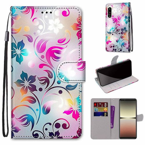 Saturcase Coque Pour Sony Xperia 5 Iv 2022, Beau Pu Cuir Magnétique Flip Portefeuille Support Porte-Carte Dragonne Protecteur Housse Étui Pour Sony Xperia 5 Iv 2022 (Dh-18)