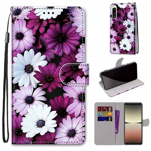 Saturcase Coque Pour Sony Xperia 5 Iv 2022, Beau Pu Cuir Magnétique Flip Portefeuille Support Porte-Carte Dragonne Protecteur Housse Étui Pour Sony Xperia 5 Iv 2022 (Dh-17)
